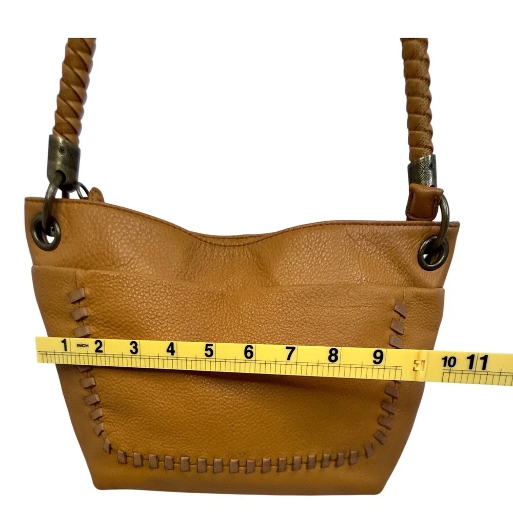 The Sak‎ Flores Leather Shoulder Bag Amber Color Braided Strap Hobo Boho Western